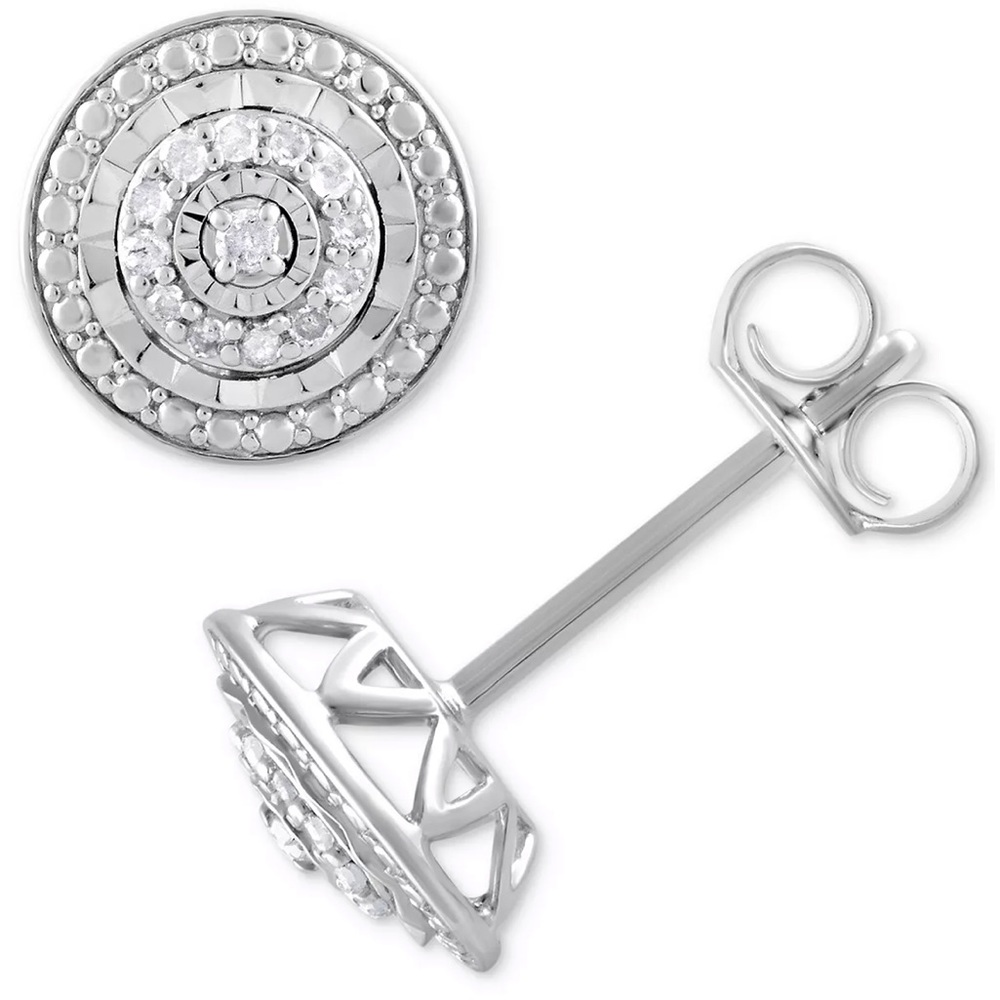 NIB Diamond Multi-Halo Stud Earrings (1/10 ct. t.w.) in Sterling Silver